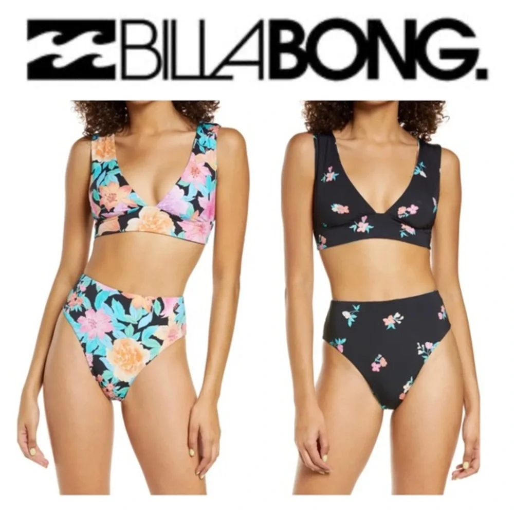 NEW Billabong Reversible Tropic Time High Rise Bikini Full Set